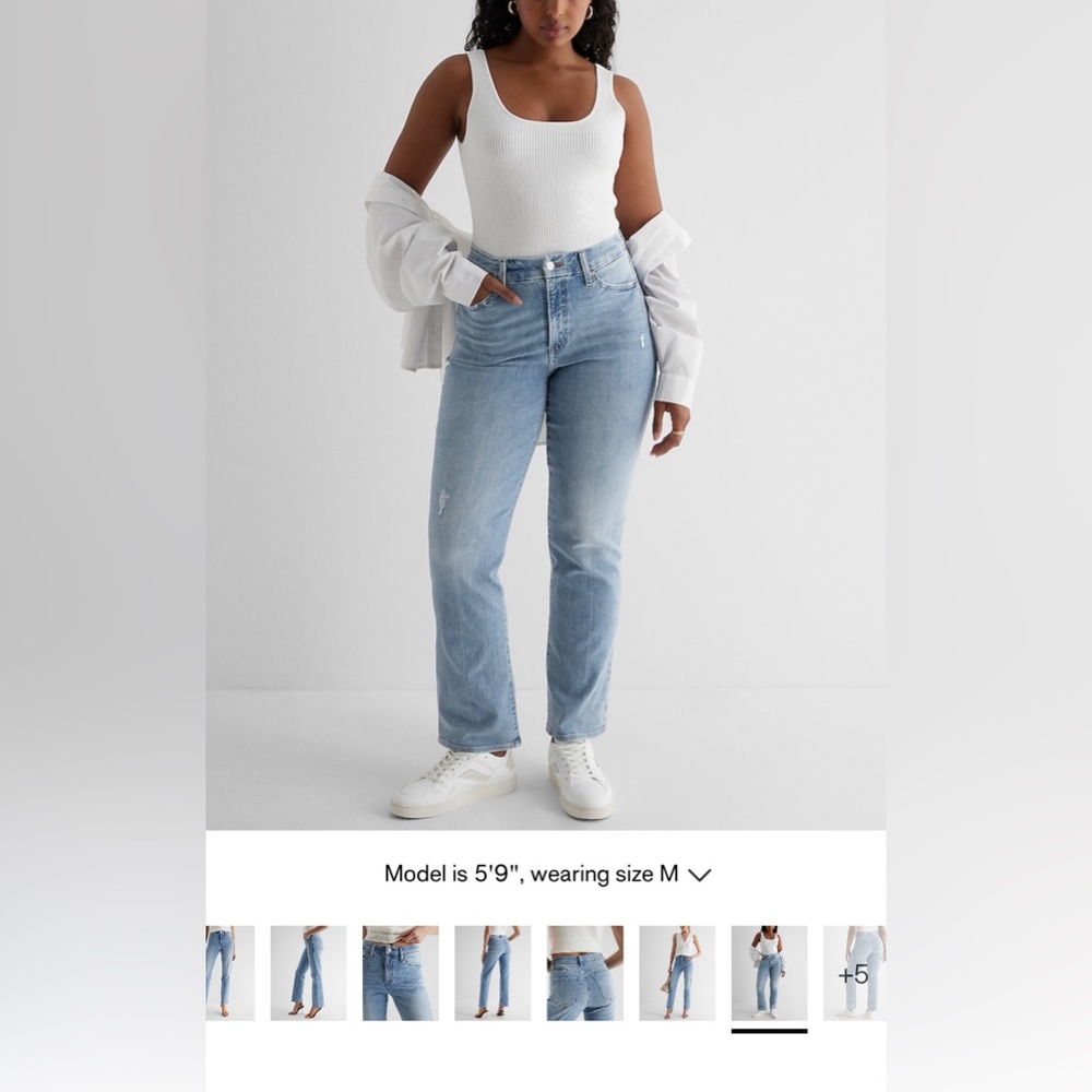 Express High Waisted FlexX Modern Straight Jeans Light Wash NWOT